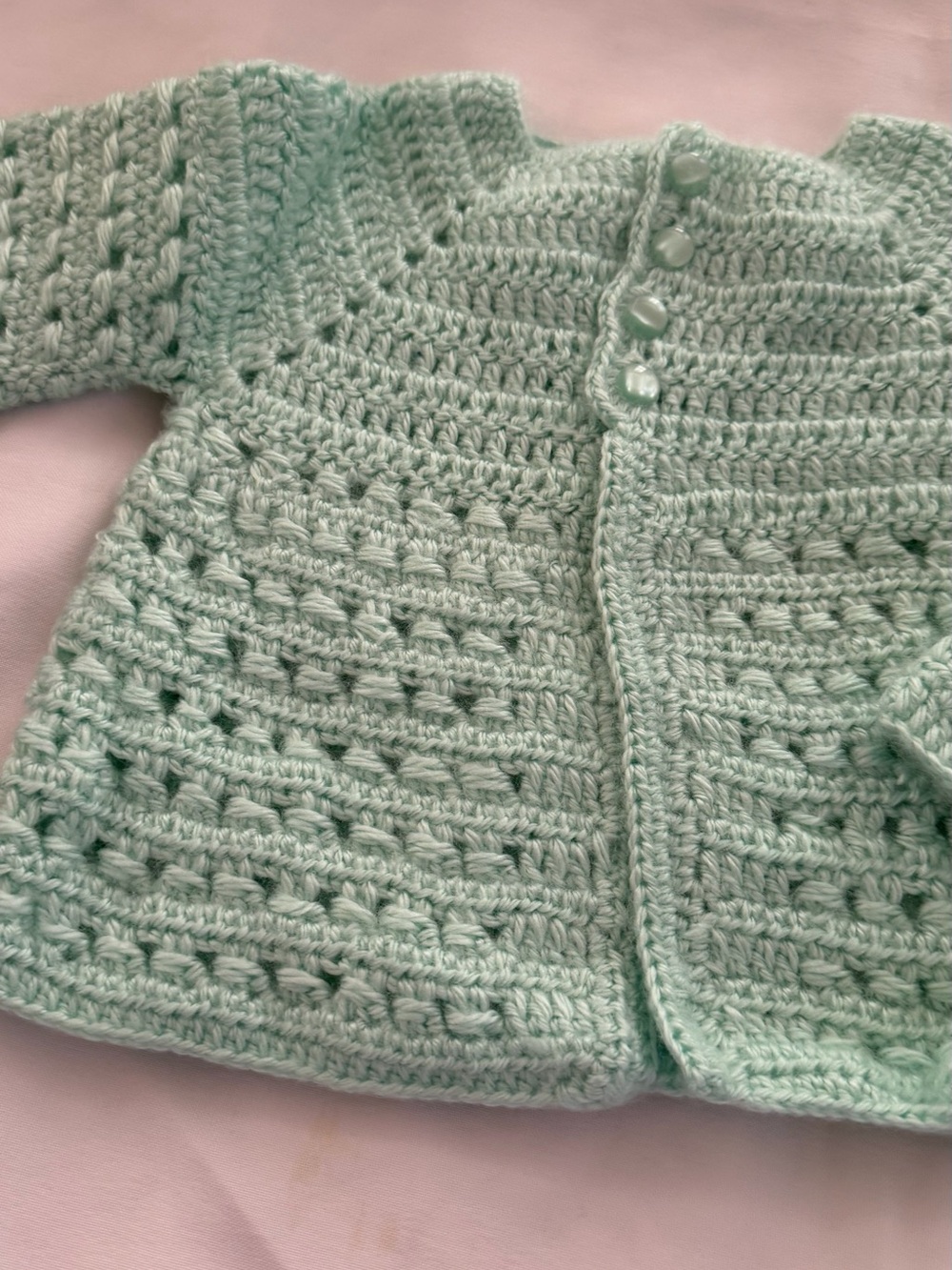 Handmade Mint Green Crochet Baby Cardigan